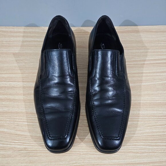 Santoni Loafer Smooth Calf Leather Mens Slip On Black Size 11 Extra Wide main image 6